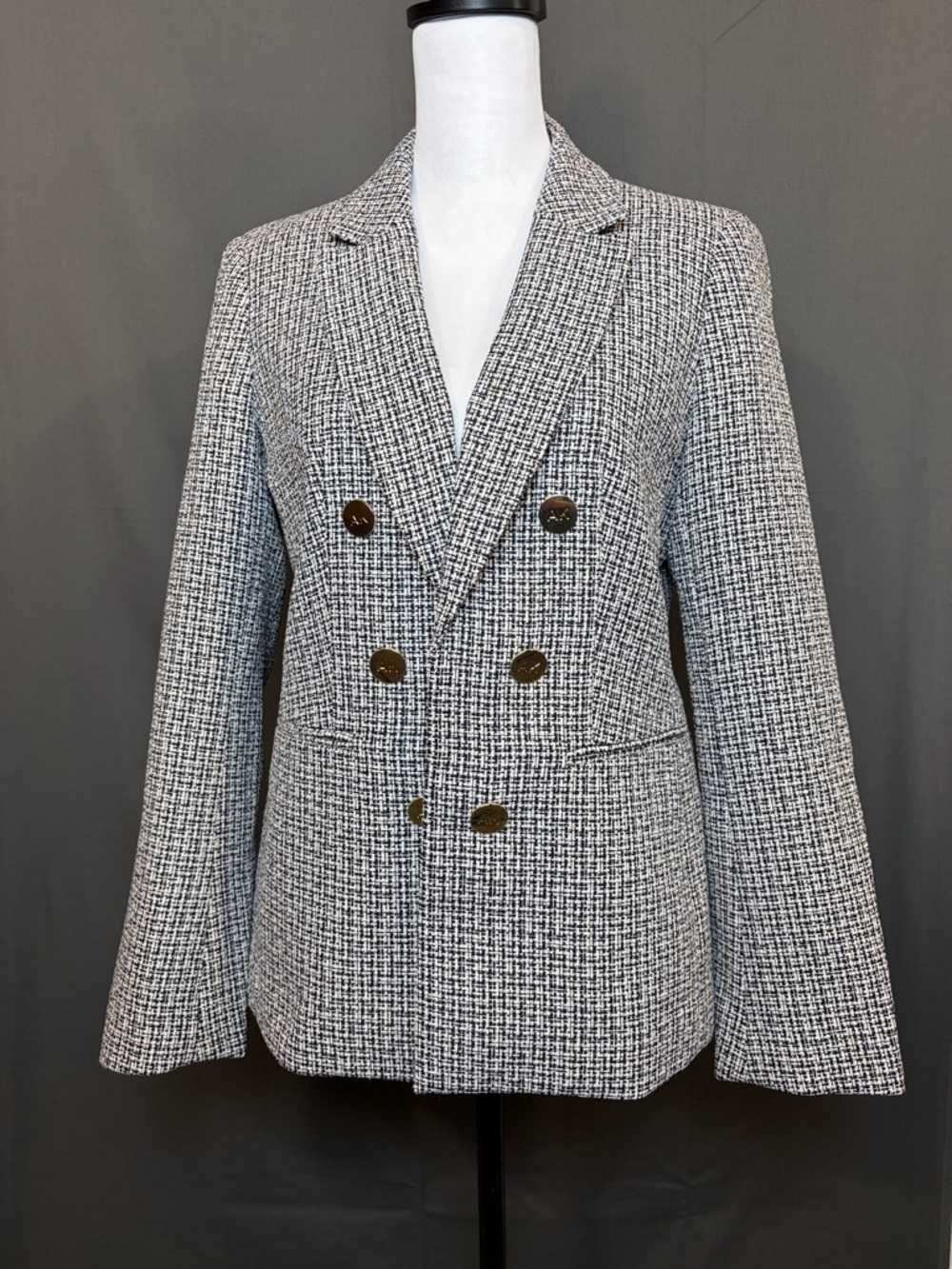 Anne Klein Tweed Blazer Double Breasted Career Jacket Small